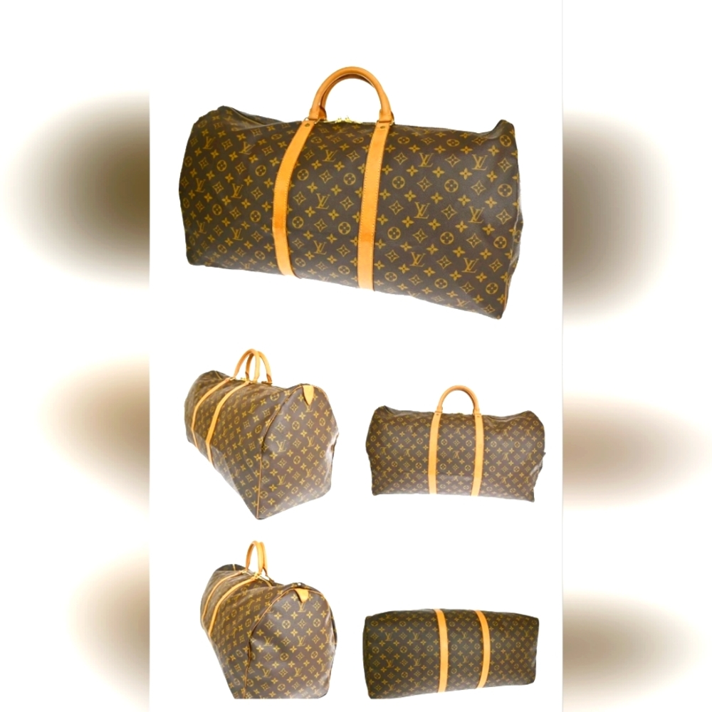LOUIS VUITTON Keepall 60 Travel Hand Bag Monogram Leather Brown